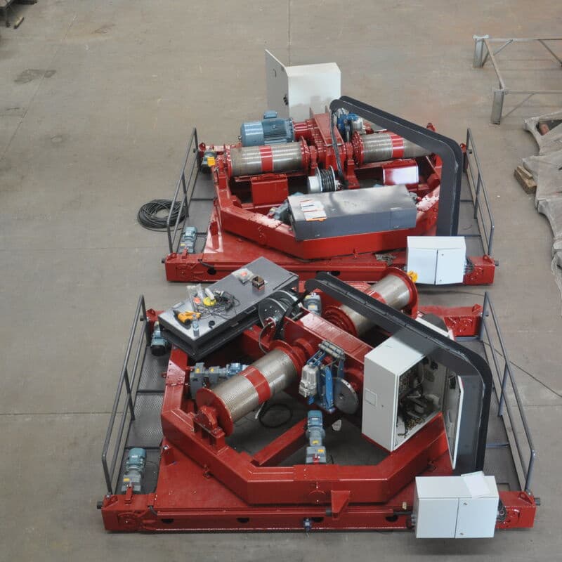 Custom-built crane trolley units ready for dispatch at the ABRA plant